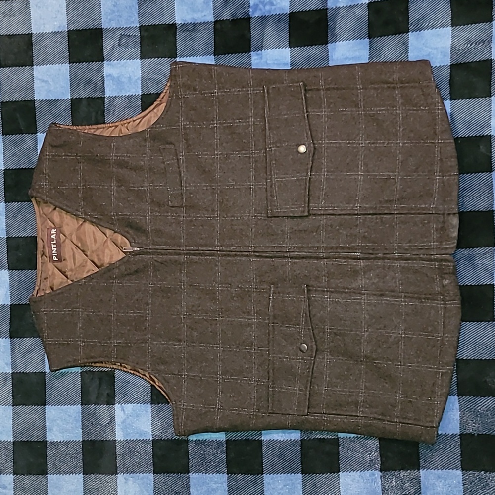 Y2k. Pintlar. 80%Wool Full-zip. Vest. Lined. 3 front pockets. Men's size XL